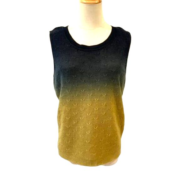 Jones New York Linen Sleeveless Knit Tank Sweater Ombre Olive Green Small - Picture 1 of 9